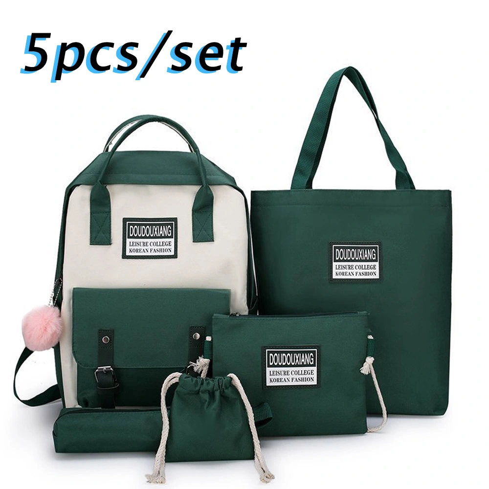 5 Pcs School Backpack Bags Shoulder Bag Tote Canvas