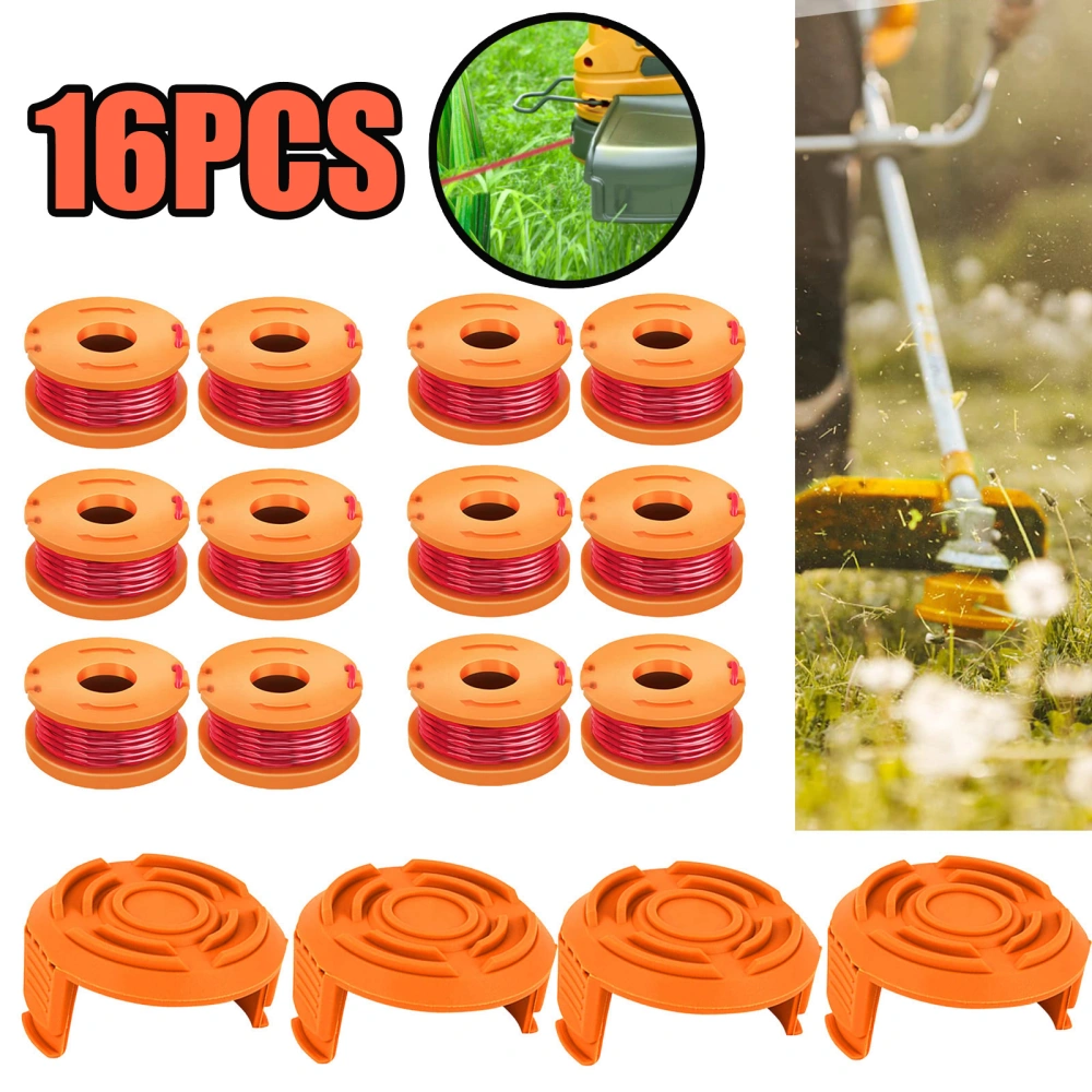 16 Pcs Trimmer String Weed Eater Refills Spool Cap Covers