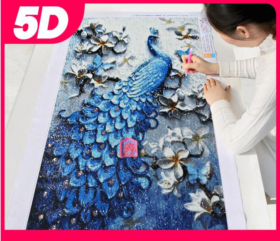 5D Diamond Painting Kit Peacock Mosaic 30x40cm