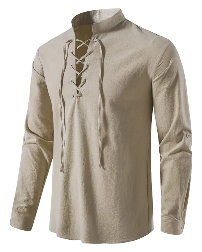 linen casual shirt men long sleeve For Vacation