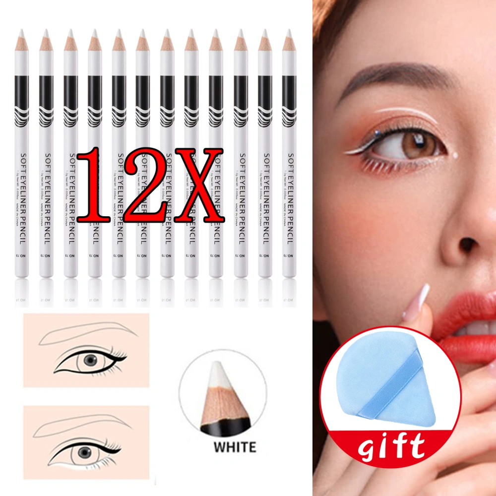 12PCS Eyebrow Hair Barber Pencil,White Eyeliner Eyeliner 