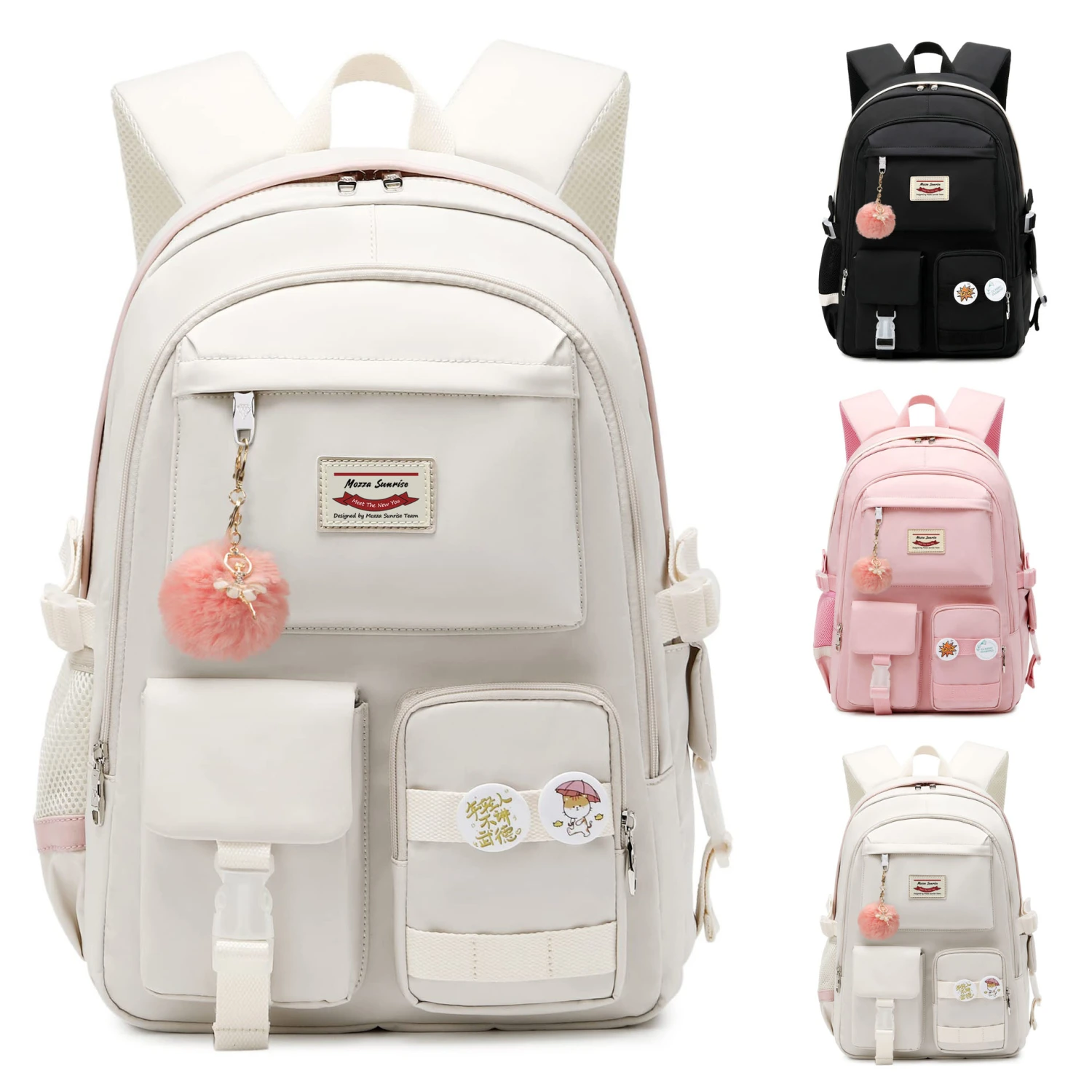Girls Backpack Student Schoolbag With Badge