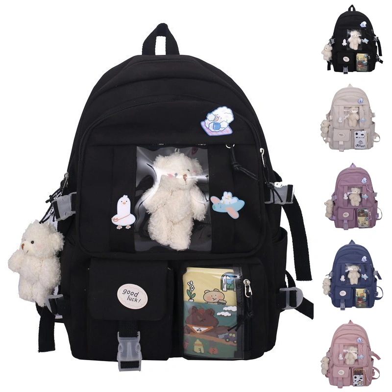 Set Of 5 Backpack + Brooch + Card + 2 Bears Dolls