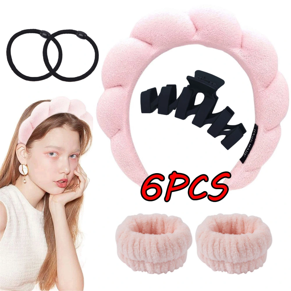 6Pcs Women Spa Headband Sponge-like Terry Cloth Headband