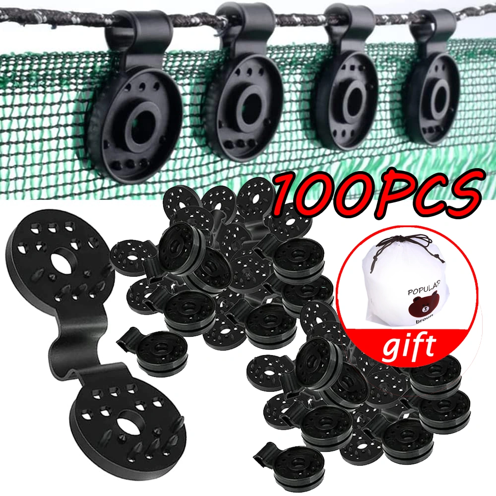 100 Shade Cloth Plastic Clips, Black Sunshade Net Clips