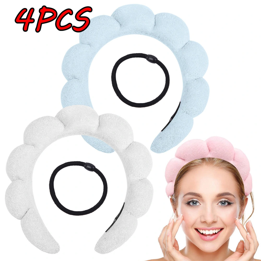 4Pcs Women Spa Headband Sponge-like Terry Cloth Headband