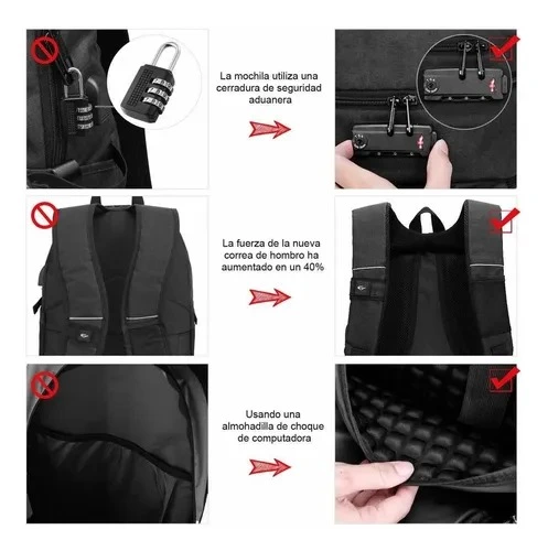 Anti-theft backpack usb charging backpack with code lock