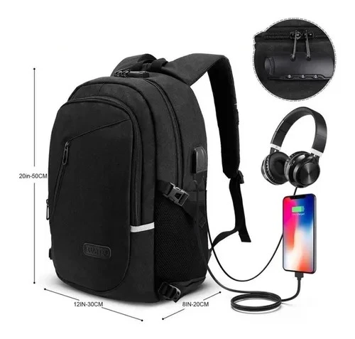 Anti-theft backpack usb charging backpack with code lock