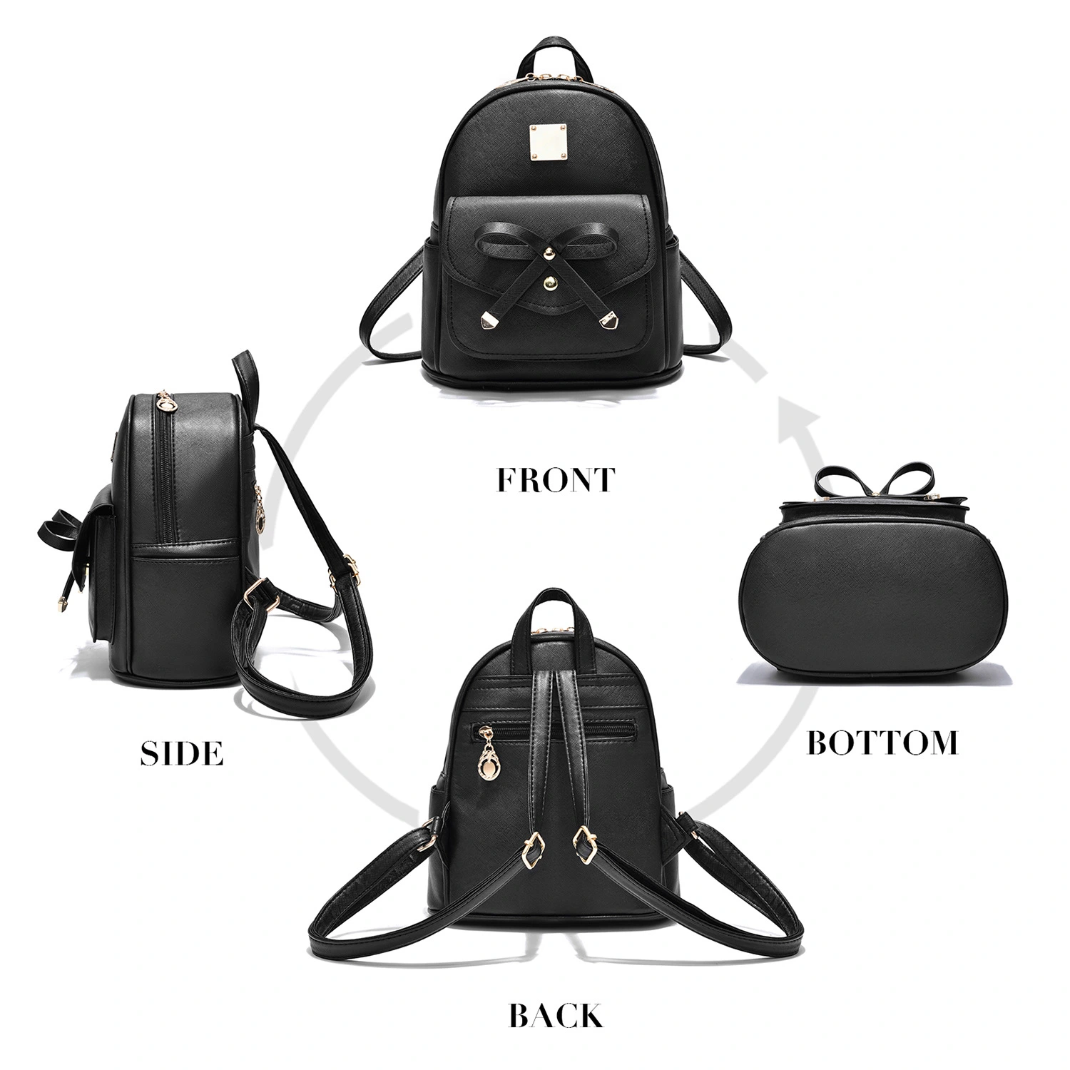 Elegant Bow Ladies Backpack Small Size