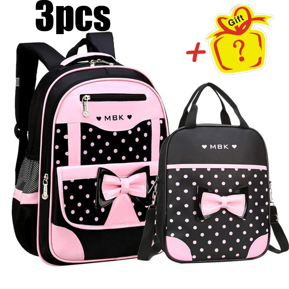 3 Pcs Princess Student School Backpack Lunch Bag+Gift
