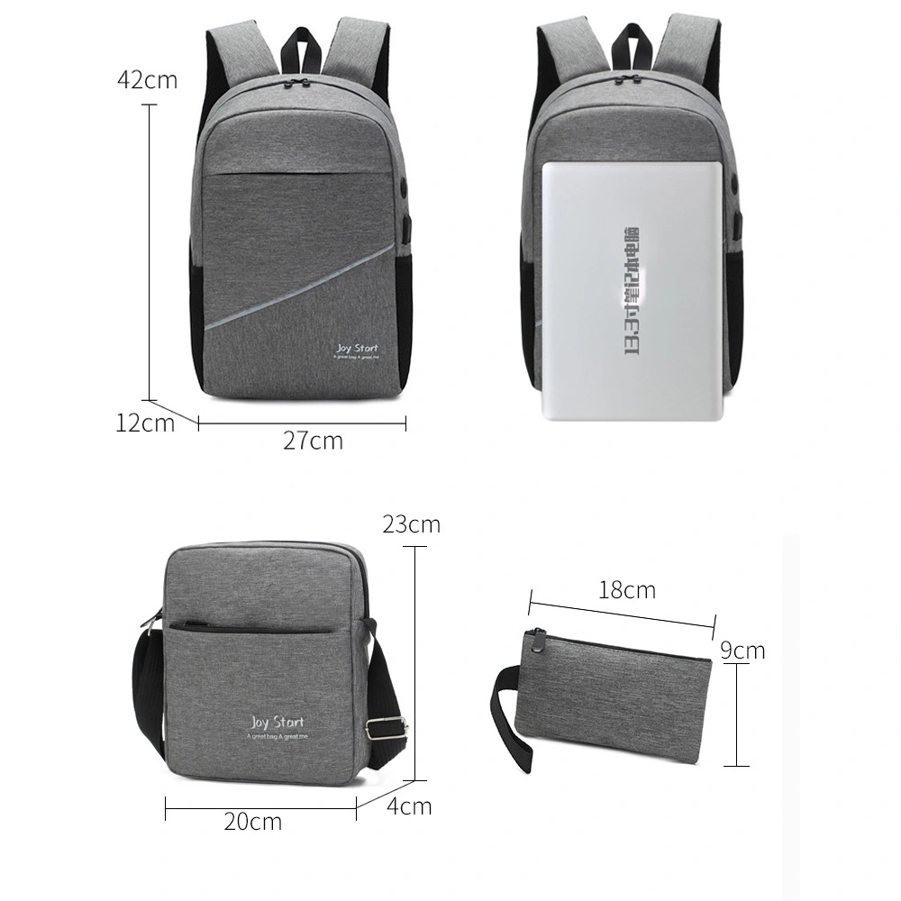 3PCS USB Backpack Ergonomic Design, Waterproof Backpack
