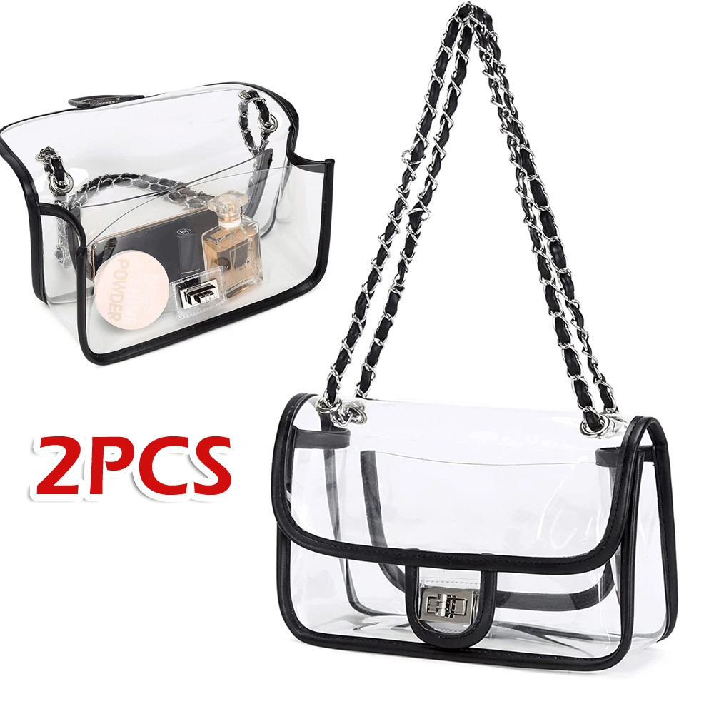 2 Pieces Women'S Pvc Transparent Crossbody Bag Tiktok