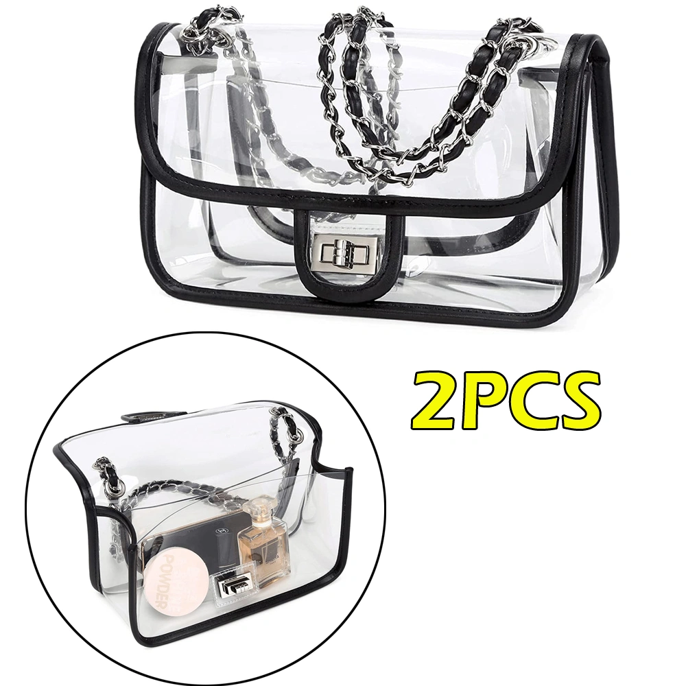 2 Pieces Women'S Pvc Transparent Wallet Handbag