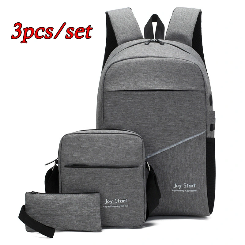 3PCS large-capacity backpack for laptop, wallet