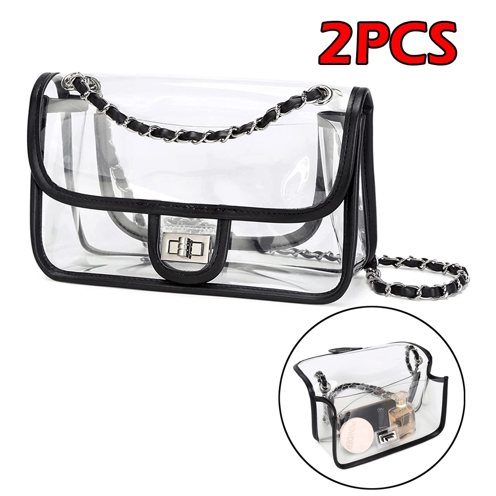 2 Pieces Pvc Transparent Wallet Handbag For Beach Concert