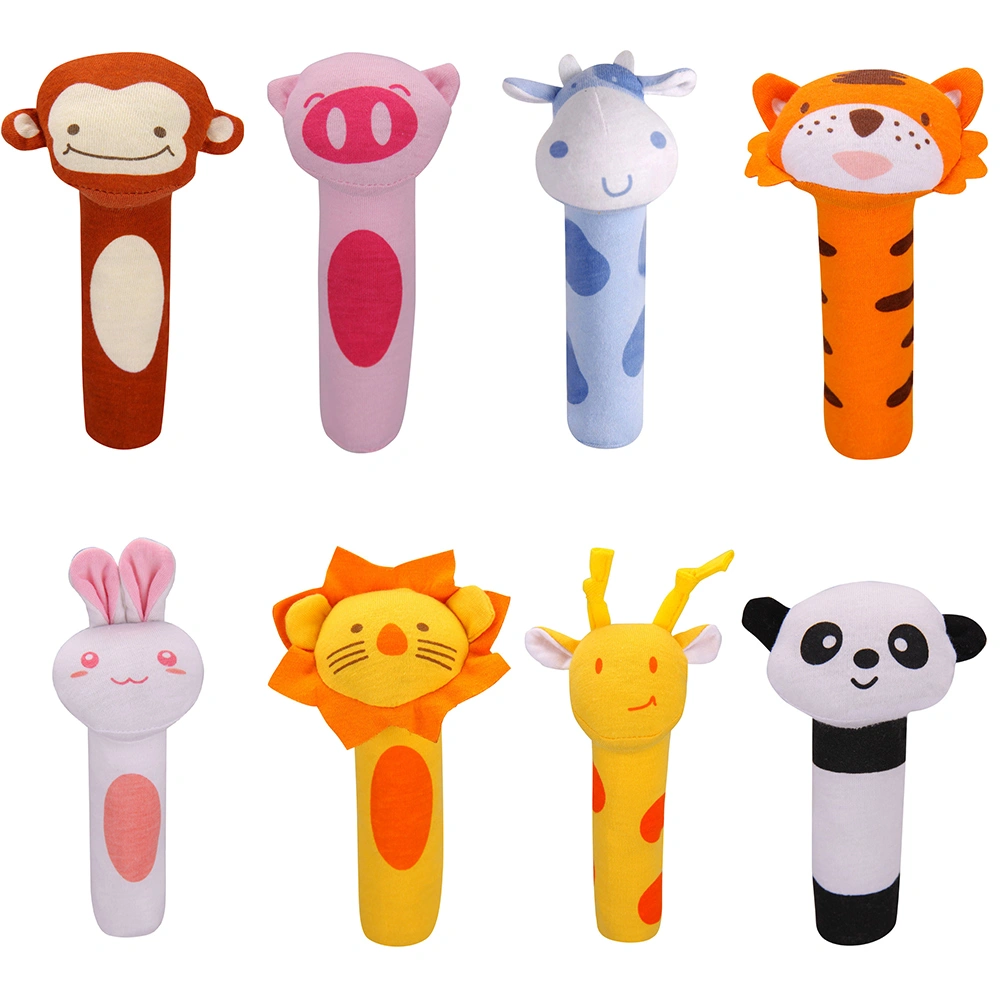 Baby Cute Cartoon Shape Soft Hand Rattle with Sound Gripping Toy Cradle Ornament