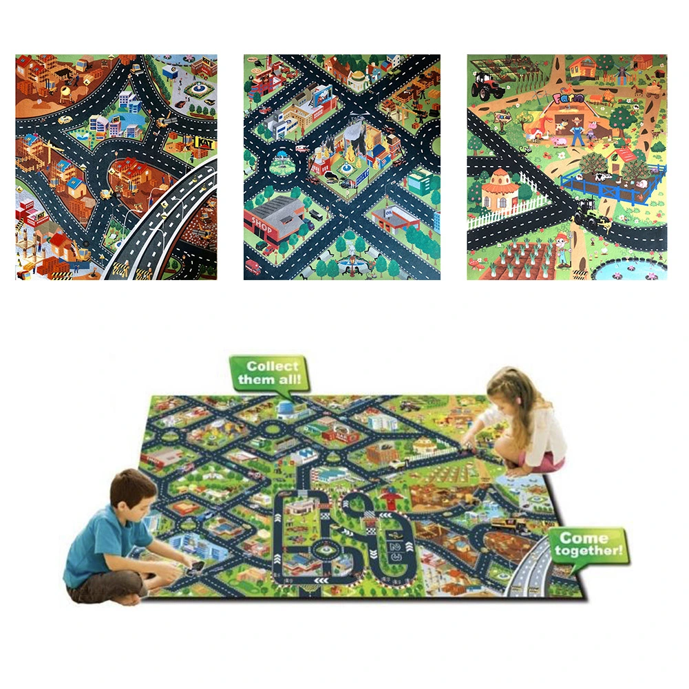 80x70cm City Traffic Layout Non-woven Cloth Baby Carpet Crawling Mat Play Rug
