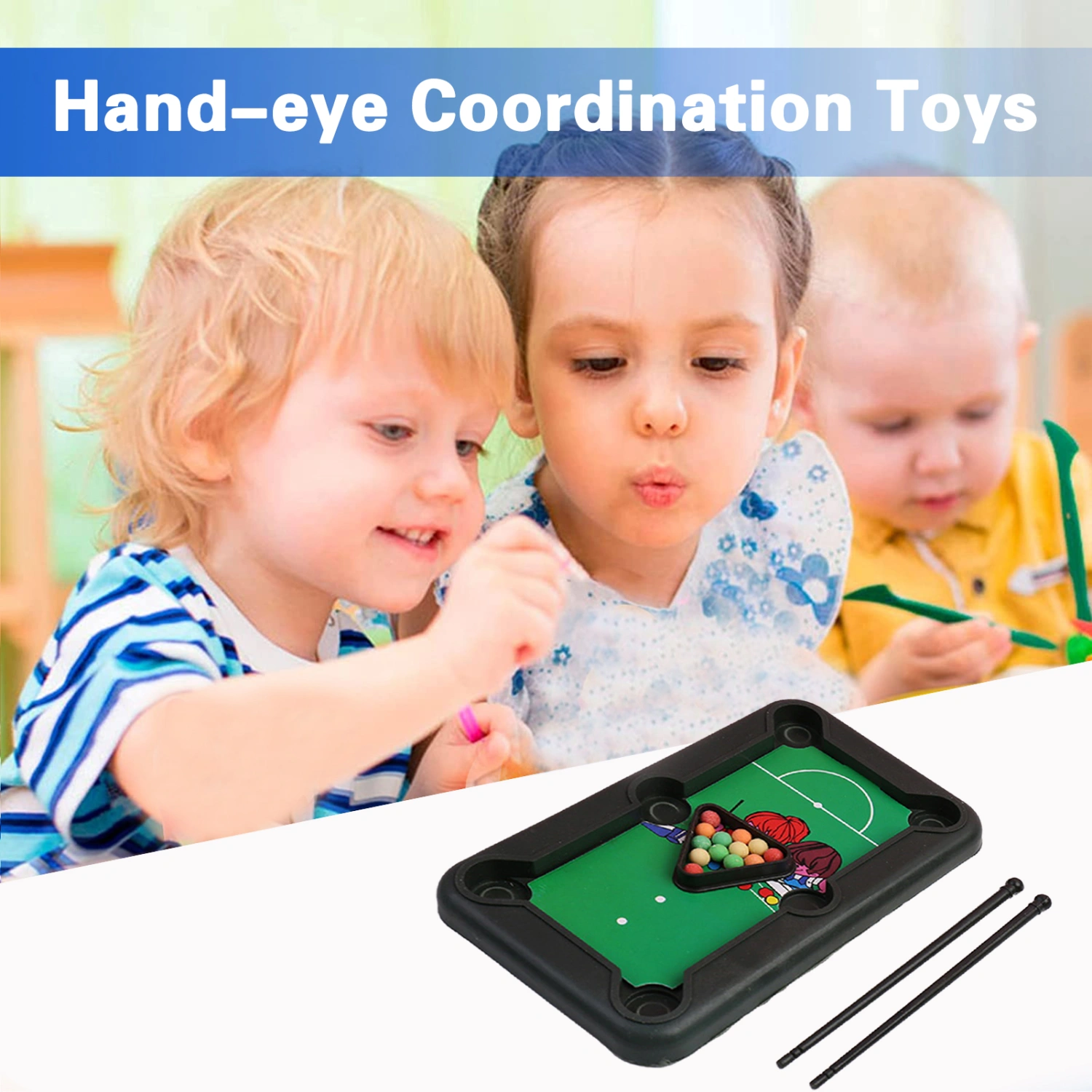 Mini Desktop Billiards Game Stress Relief Develop Hand-Eye Coordination Easy to Carry Billiards Table Toys Home Toys