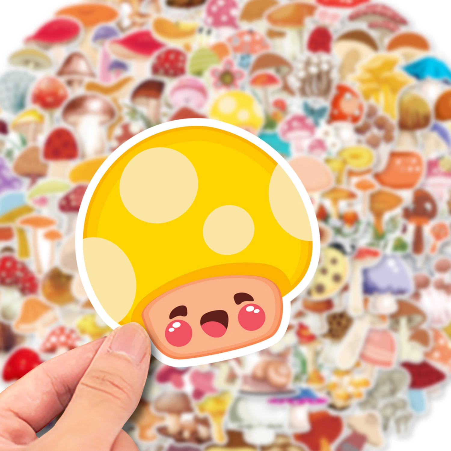 200Pcs Plant Graffiti Stickers Lovely Mushroom Series Waterproof PVC Self-Adhesive Decorative Decals Skateboard Water Cup Luggage Cartoon Stickers Stationery Gift