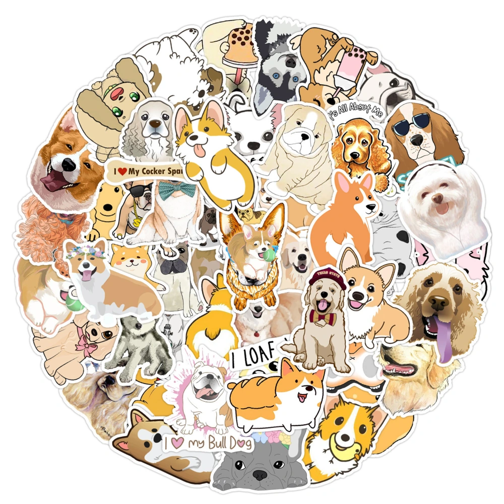 50 Sheets DIY Stickers Cartoon Character Printing DIY Decor Eco-friendly Cute Animal Pet Dogs Cats Stickers Water Cup Accessory