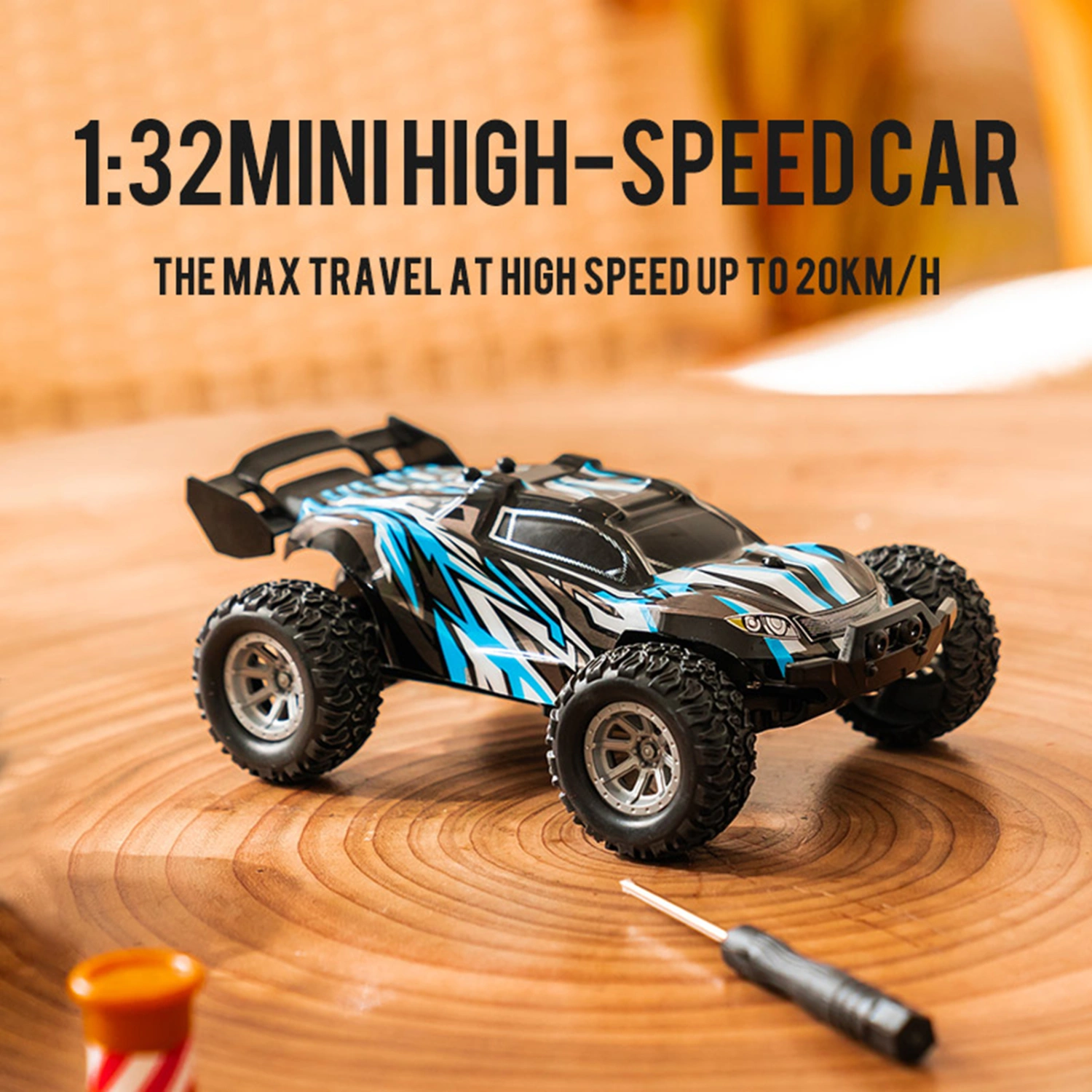 1 Set RC Car Toy with Lights Cool Styling Rechargeable Shock Proof Simulation Model Toy 1/32 Scale High Speed Drift Racing Remote Control Off-Road Car Boys Toy