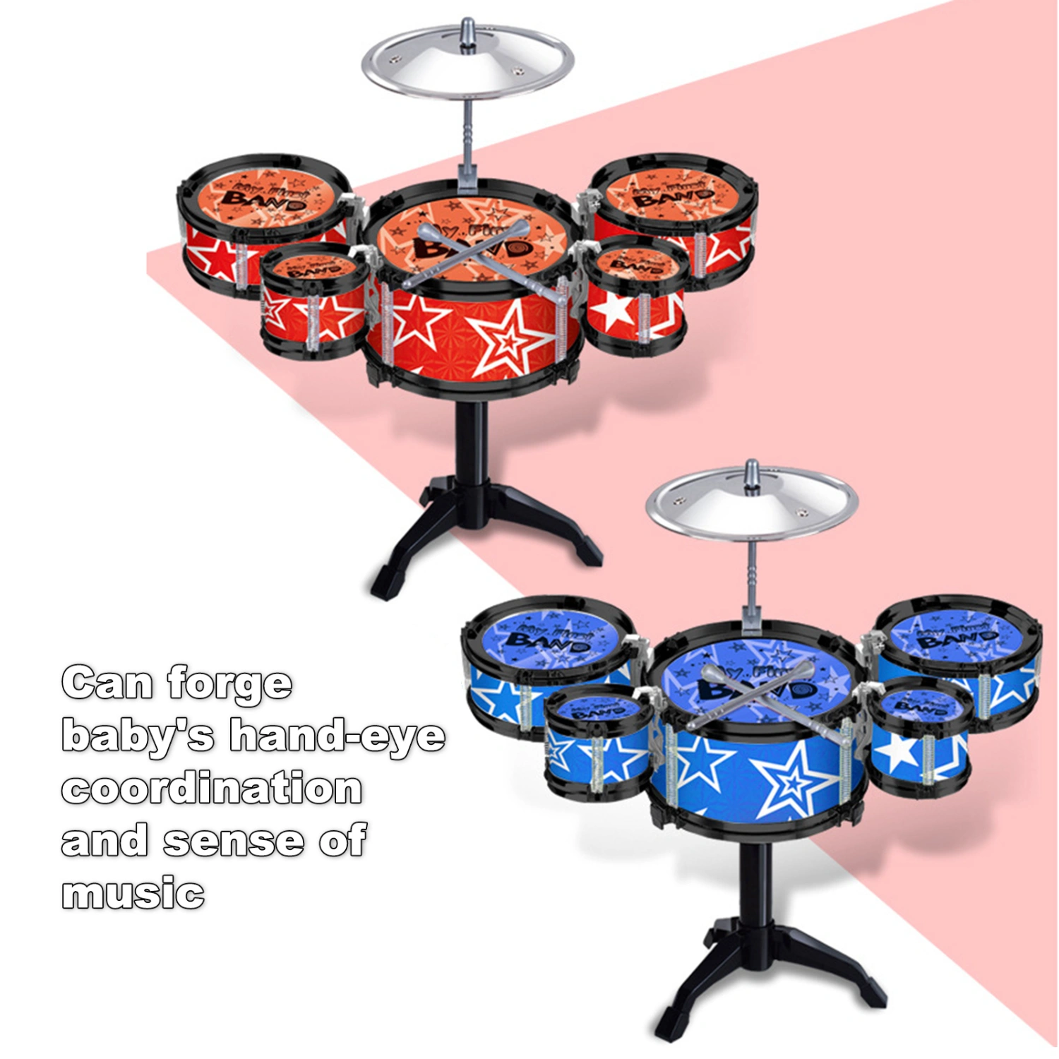 Drum Set Novelty Hand-eye Coordination Plastic Children Combination Jazz Drum for Playmate