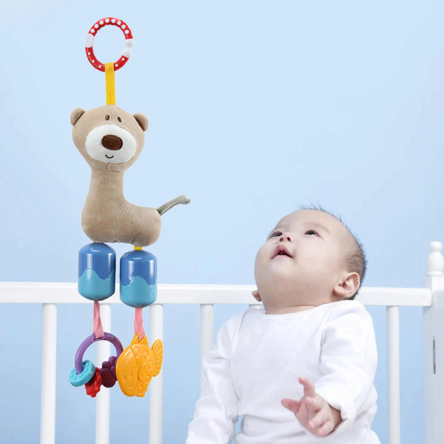 Crib Windbell Cartoon Adorable Fabric Lovely Stuffed Animal Baby Rattle Toy for Birthday Gift
