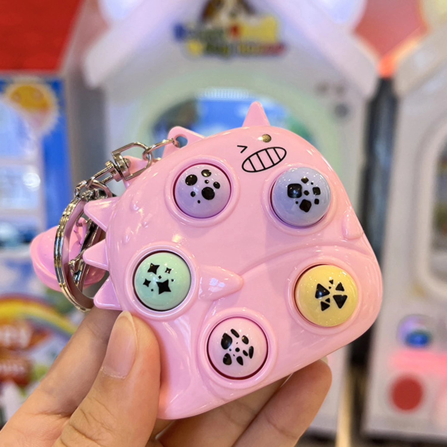 Whack-a-mole Keychain Cute Cartoon Dinosaur Interesting Nostalgic Stress Relief Exercise Coordination Fidget Toy Mini Portable Game Console Pendant Toy Christmas Gift