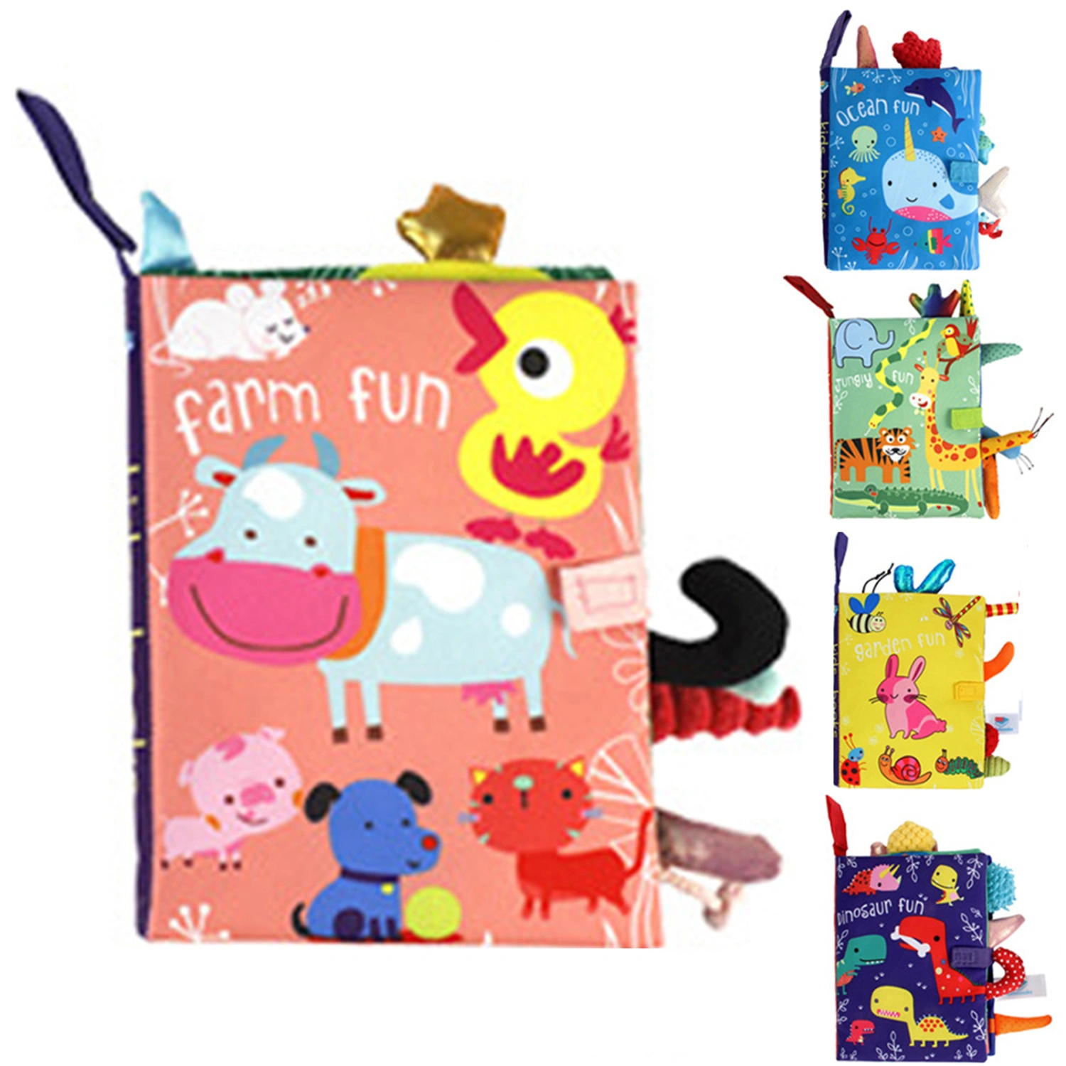 Multifunctional Tear-Proof Ringing Paper Tail Cloth Book Baby Educational Toy