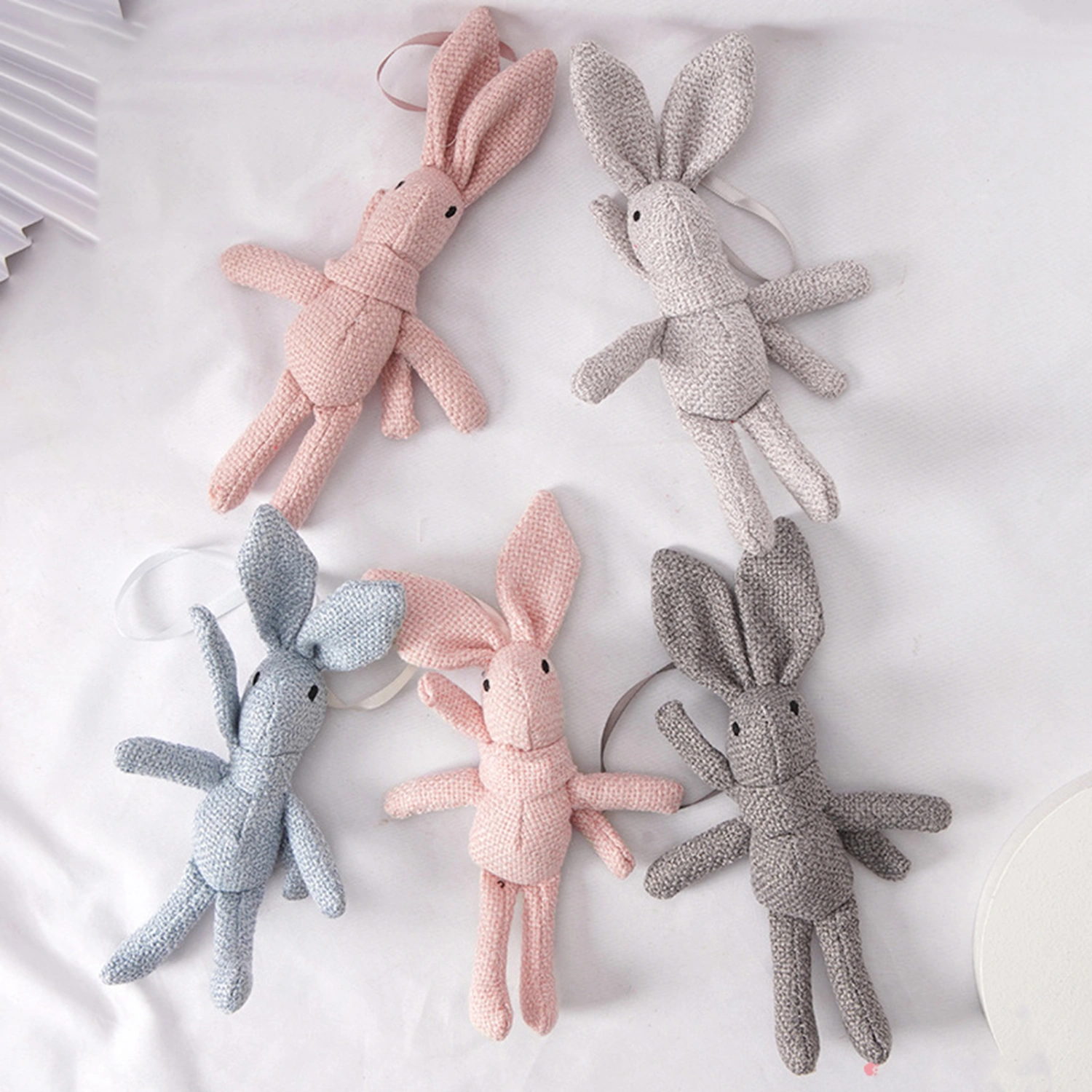 Plush Toy Adorable Appearance Fade-Resistant Super Soft Lanyard Design Lint Free Decorative PP Cotton Cartoon Bunny Keychain Plush Toy Backpack Decoration Bag Accessories