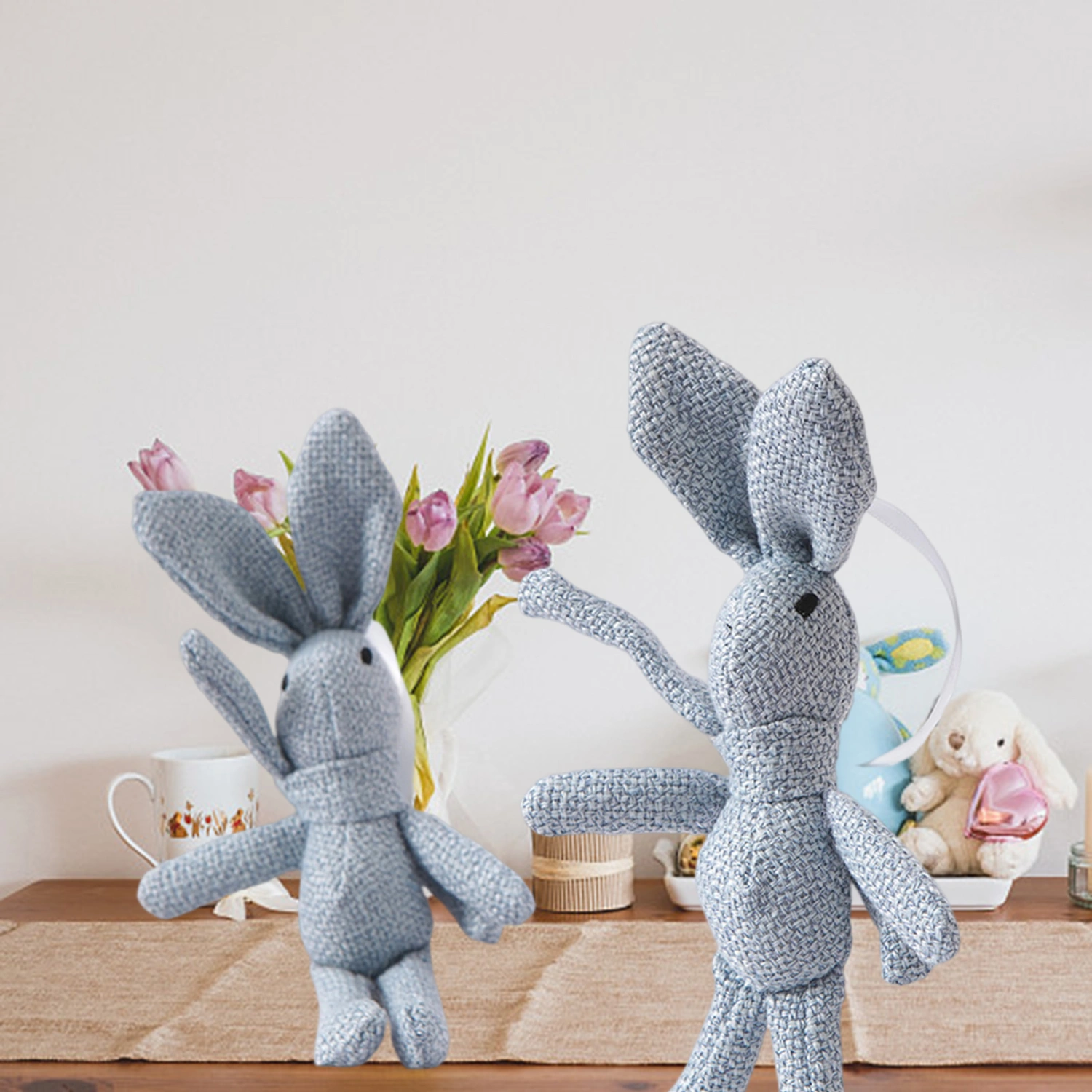 Plush Toy Adorable Appearance Fade-Resistant Super Soft Lanyard Design Lint Free Decorative PP Cotton Cartoon Bunny Keychain Plush Toy Backpack Decoration Bag Accessories