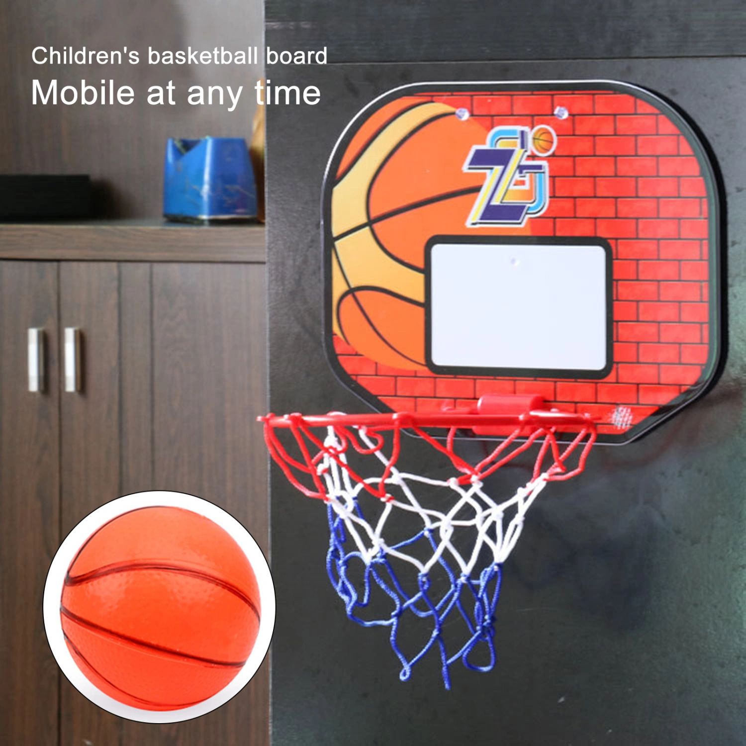 1 Set Basketball Stands with Suction Cups Indoor Game Plastic Basketball Backboard Hoop Set for Children