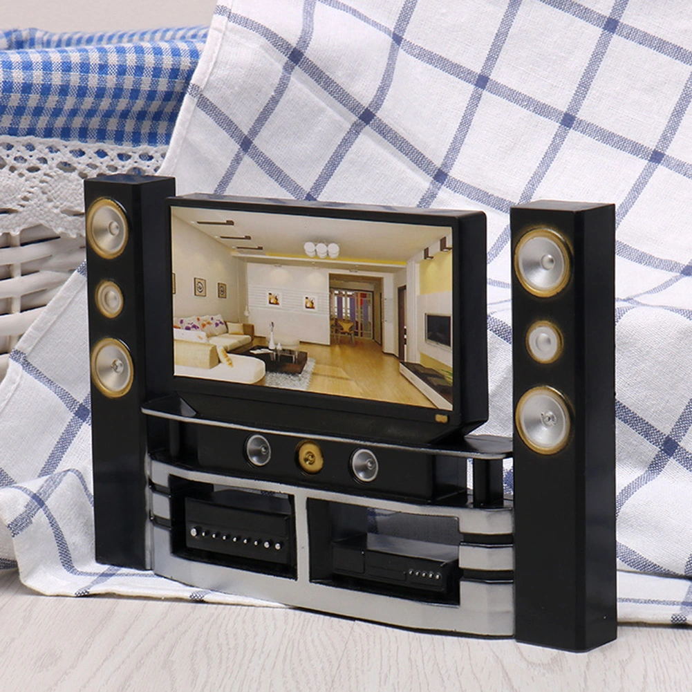 Miniature TV Speaker Appliance Set Kids Pretend Play Toy Dollhouse Accessory