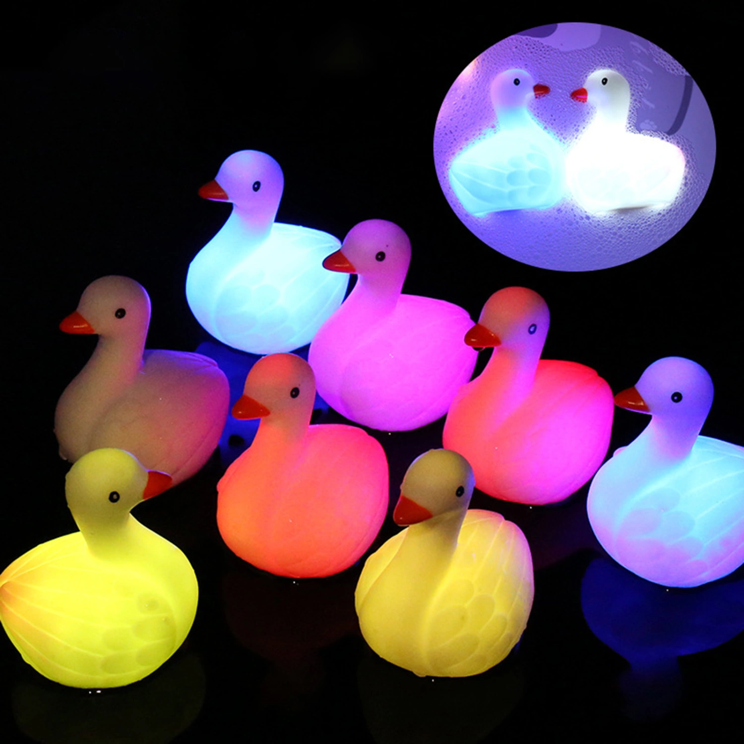 Baby Swan Bath Toy Colorful Lights Luminescence LED Light Floating No Children Baby Pool Bath Toy Kids Gifts