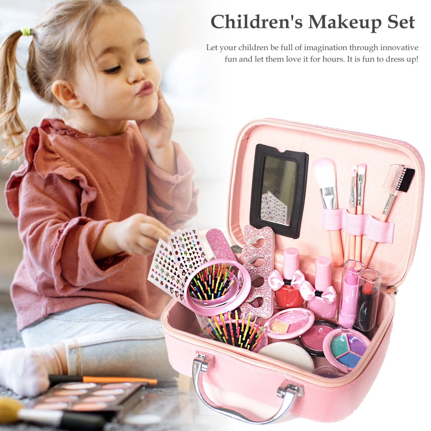 Pretend Play Cosmetics Set Beauty Makeup Kit Children Girls Birthday Gift Toy