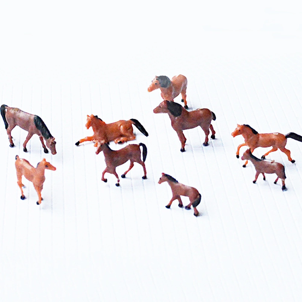 10Pcs 1/87 1/150 Horses Animal Model DIY Farm Zoo Parks Train Layout Accessory