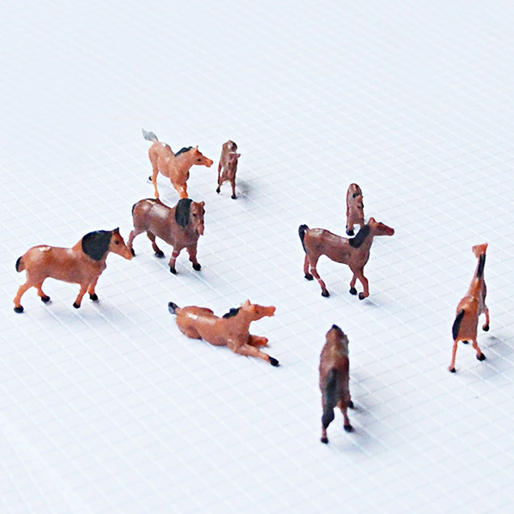 10Pcs 1/87 1/150 Horses Animal Model DIY Farm Zoo Parks Train Layout Accessory