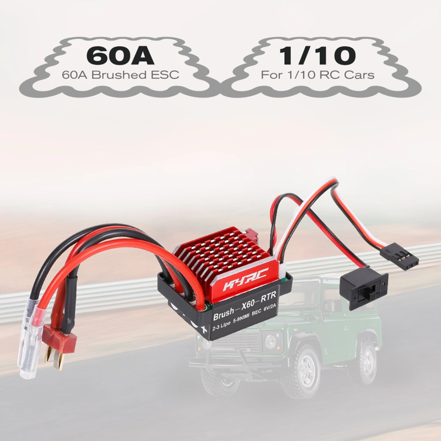 Electronic Speed Controller Miniature Sensitive 2A /6V BEC Perfect Fit Accessories Two-way 60A Brushed ESC RC Car Accessories for 1/10 RC Car