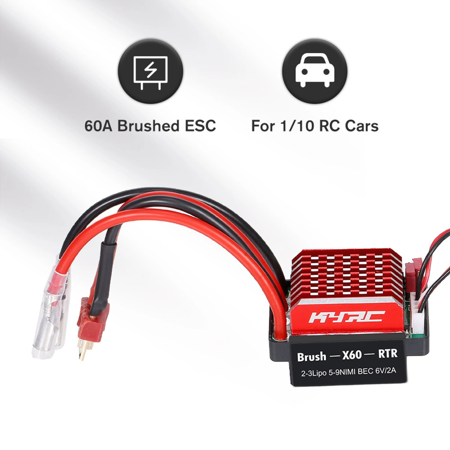 Electronic Speed Controller Miniature Sensitive 2A /6V BEC Perfect Fit Accessories Two-way 60A Brushed ESC RC Car Accessories for 1/10 RC Car