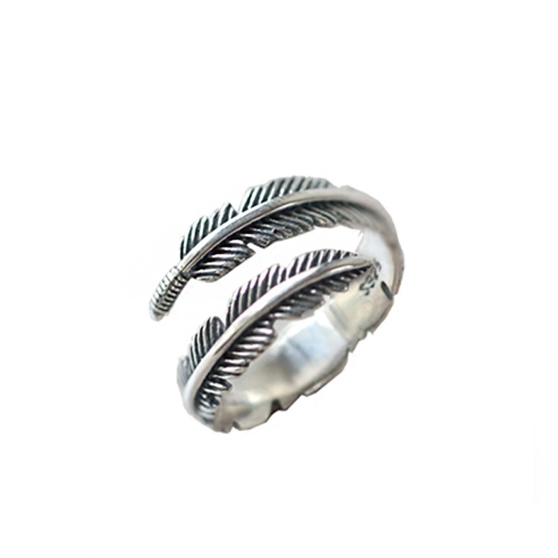 Vintage Roman Feather Sterling Silver Ring