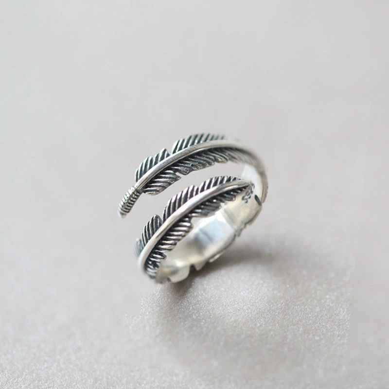 Vintage Roman Feather Sterling Silver Ring