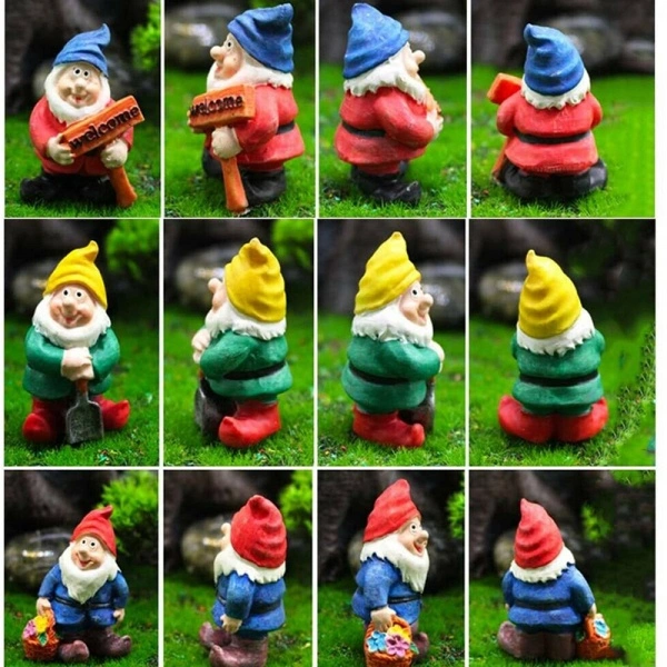 7 Pcs New Mini Garden Gnomes Set Outdoor Fairy Dwarf Gnome Yard Home Decor Landscape