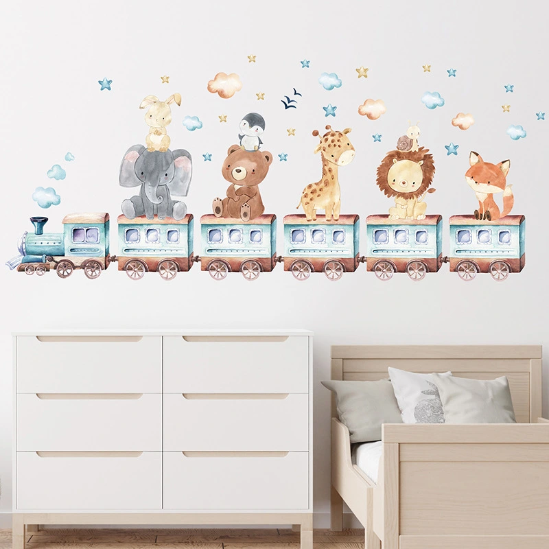 Elephant Giraffe Train Wall Sticker