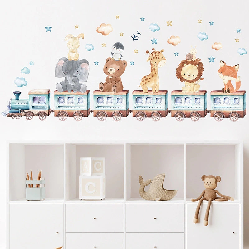 Elephant Giraffe Train Wall Sticker