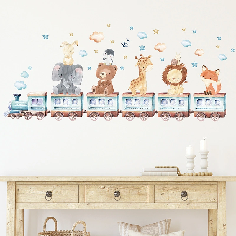 Elephant Giraffe Train Wall Sticker