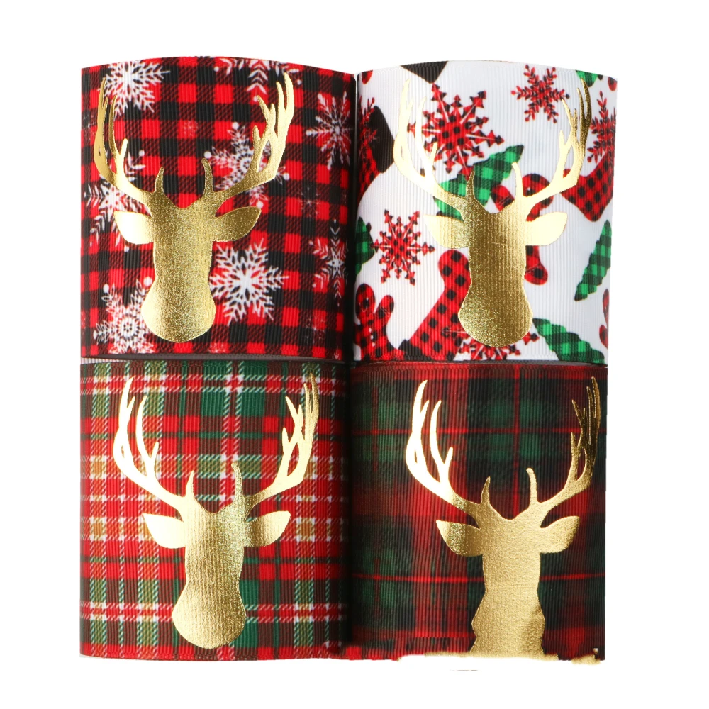 75mm Christmas Series Digital Printing Bronzing Ribbed Band