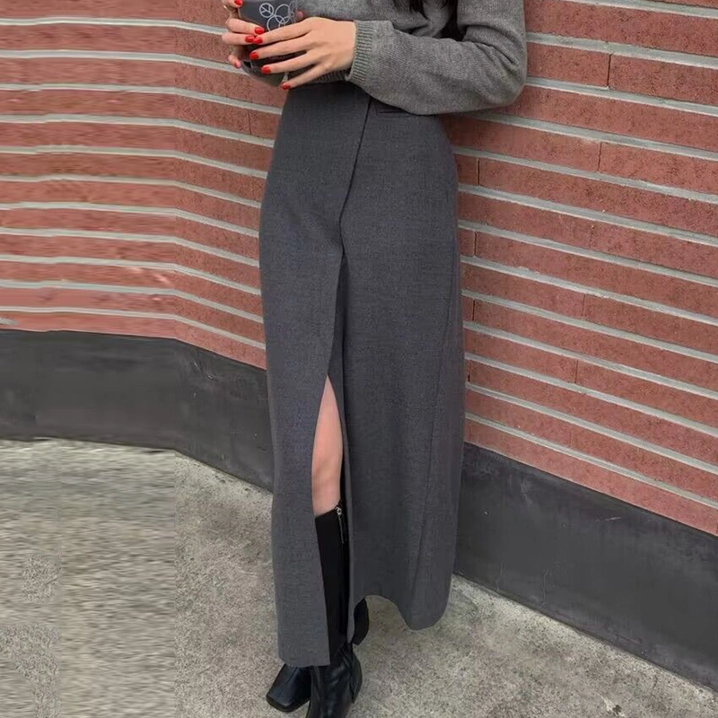 Slimming Irregular Slit Versatile Below The Knee Long Skirt