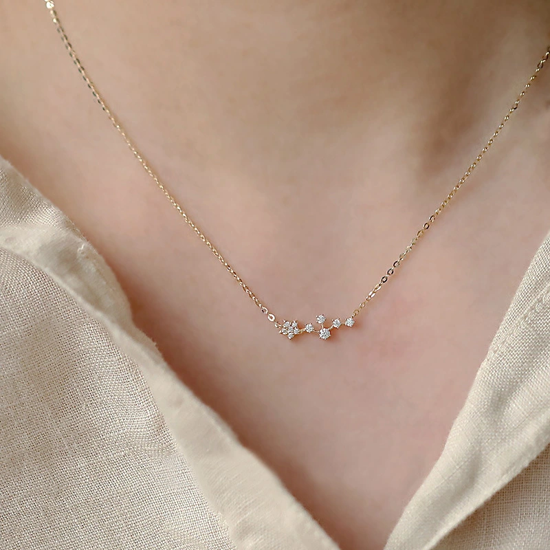 Starry Sky S925 Sterling Silver Necklace Elements Girl Heart Exquisite Fine Clavicle Chain Ins Style