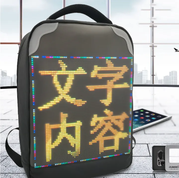 LED Backpack DIY Text Animation Cool Outdoor Bag Outdoor