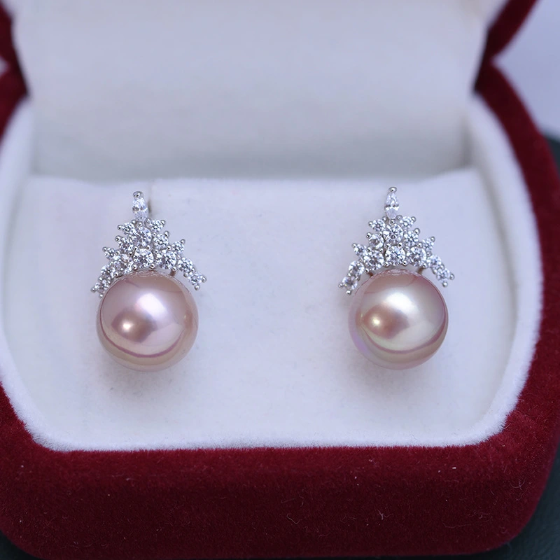 Freshwater Pearl 10-11mm Perfect Circle Strong Light Fine Flaw Ear Studs